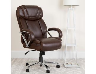 Big & Tall 500 lb. Rated Brown LeatherSoft Swivel Office Chair w/Extra Wide Seat