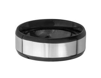 Black Plated Stainless Steel Ring, Size 12