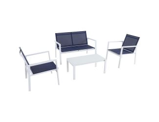 Harper 4-piece Sling Seating Set - White/Navy