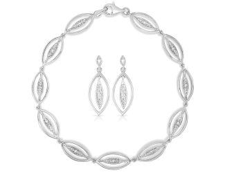 Diamond Bracelet and Earrings Set