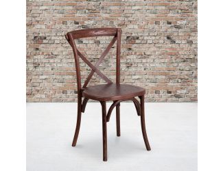 Stackable Mahogany Wood Cross Back Chair - Dining Room Seating