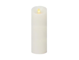 Flameless Indoor Scalloped Smooth Unscented Moving Flame Pillar Candle - White