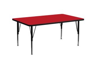 30"W x 72"L Rectangular Red HP Laminate Activity Table - Height Adjustable Legs