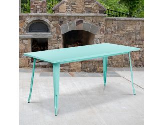 31.5" x 63" Rectangular Mint Green Metal Indoor-Outdoor Table - Industrial Table