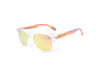FruitLoops - Bamboo Wooden Sunglasses Clear Frame, Blue Lenses