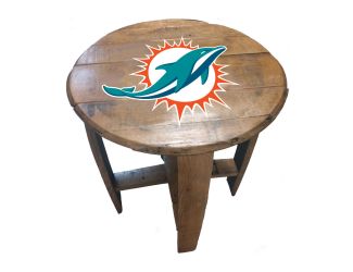 Miami Dolphins Oak Barrel Table