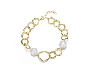 Gold Plated Freshwater Pearl Bracelet Size 7.25"