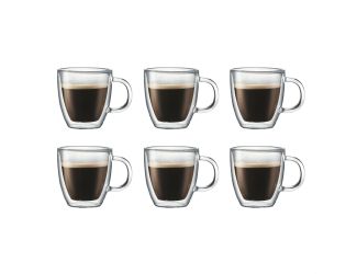 Bistro 6pc 10oz Double Wall Insulted Glass Mugs
