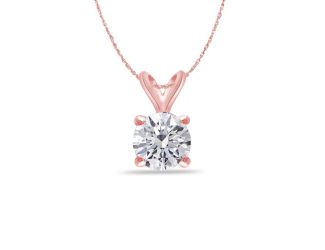 Bright White Round Lab Grown Diamond Pendant in 14K Rose Gold 0.10ct, Color-FG, Clarity-VS