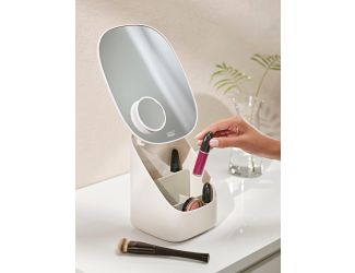 Viva Pedestal Mirror w/ Cosmetics Storage