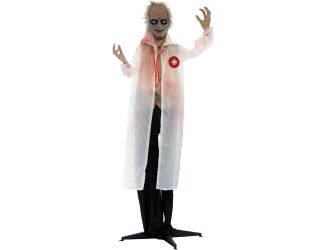 Life-Size Animatronic Doctor with Lights and Sound, Indoor or Covered Outdoor Halloween Decoration