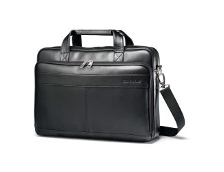 Leather Business Slim Brief - Black