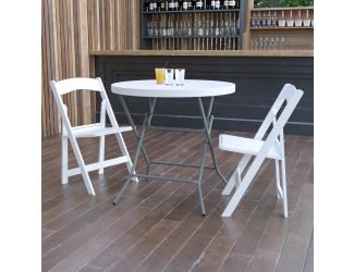 2.63-Foot Round Granite White Plastic Folding Table - Event Table