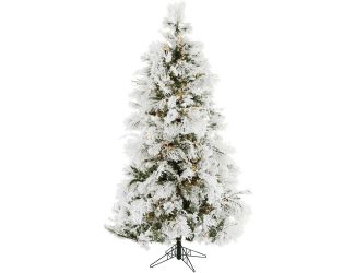 6.5-Ft. Frosted Fir Snowy Artificial Christmas Tree with Clear Smart String Lighting
