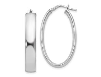 Sterling Silver Polished Oval Hinged Hoop Earrings