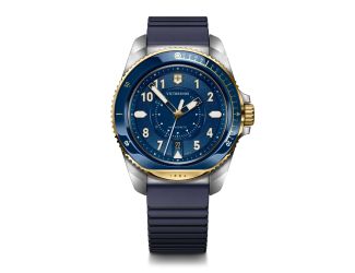 Journey Quartz 43mm, Silver/Gold Tow-Tone Stainless Steel Case, Blue Dial, Blue Rubber Strap