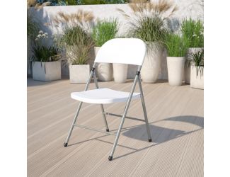 330 lb. Capacity White Plastic Folding Chair with Gray Frame - Event Chair