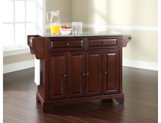 LaFayette Solid Granite Top Kitchen Island in Vintage Mahogany Finish