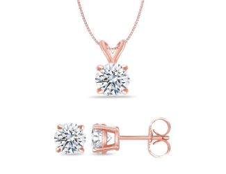 Bright White Round Lab Grown Diamond Set  in 14K Rose Gold 0.35ct, Color-FG, Clarity-VS SI