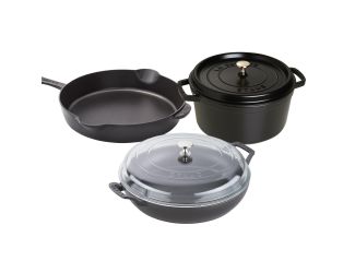 5pc Cast Iron Cookware Set Matte Black