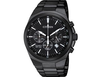 Mens Quartz Black Ion-Plated Multi-Dial Watch Black Dial