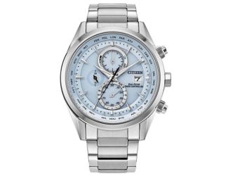 Men's Sport Luxury Radio Control Light Blue Dial Stainless Steel Watch