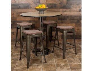 4 Pack 24" High Metal Indoor Counter Bar Stool - Stackable Stool, Gun Metal Gray