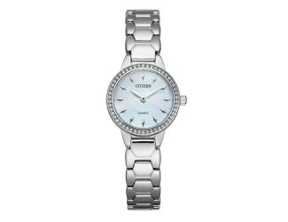 Ladies Quartz Silver Swarovski Stainless Steel Watch Mother-of-Pearl Dial