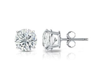 Bright White Round Lab Grown Diamond Stud in 14K White Gold 2.30ct, Color-FG, Clarity-VVS