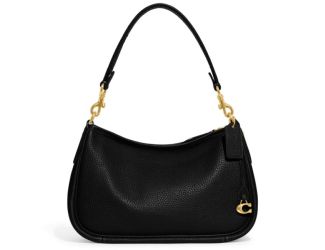 Soft Pebbled Leather Cary Crossbody - Black/Brass