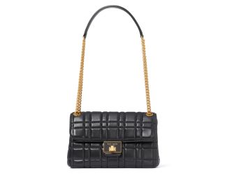 Evelyn Quilted Medium Convertible Shoulder Bag - Black