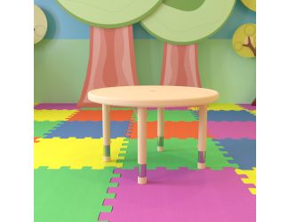 33" Round Natural Plastic Height Adjustable Activity Table - School Table for 4