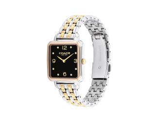 Ladies Cass Square 2-Tone Stainless Steel Watch Black Dial