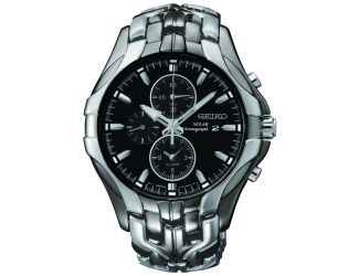 Mens Solar Alarm Chronograph Black Case Black Dial