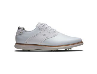 FootJoy Traditions Women's Spiked Golf Shoes - White/White/Grey/10 Medium