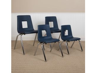 Navy Student Stack Chair 12"H Seat - School Classroom Chair - Daycare Chair