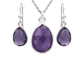 Antwerp's Amethyst Earrings and Necklace combination made with pear shaped, genuine amethyst