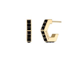 Icon, Black Spinel/Gold-tone C-hoop Hexagon Earrings