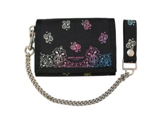 Saint Laurent Black Nylon Chain Trifold Wallet