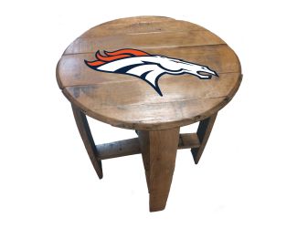 Denver Broncos Oak Barrel Table