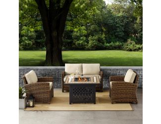 Bradenton 4 Piece Outdoor Wicker Seating Set With Sand Cushions