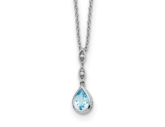 Sterling Silver White Ice Blue Topaz and Diamond Necklace