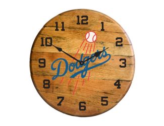 Los Angeles Dodgers Oak Barrel Clock