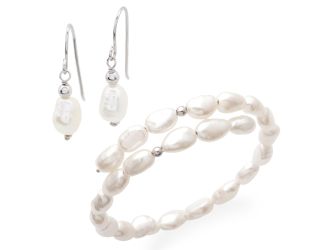 Pearl Earrings and Bracelet Set