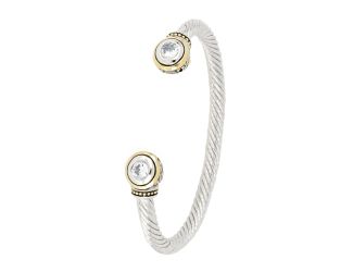 Beijos Two Stone wire Cuff Bracelet, Clear CZs, 7" Lght. End motif 7/16" Diam. Made in America