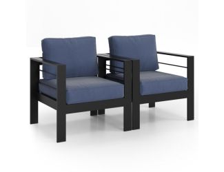 Outdoor 2-Piece Patio Chairs w/Cushions - Blue