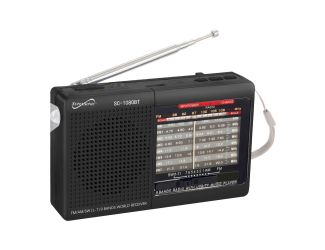 9 Band Radio w/ Bluetooth and Rechargeable Battery Black