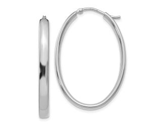 Sterling Silver Polished Oval Hoop Earrings