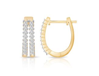 PARIKHS Princess cut Diamond Hoop Earring in 14K Yellow Gold 0.45ct, Color-IJ, Clarity-VS2 SI1