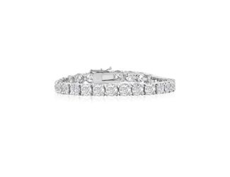 Bright White Privilege Round Lab Grown Diamond Tennis Bracelet in 14K White Gold 16.00ct,EF,VS1 VS2